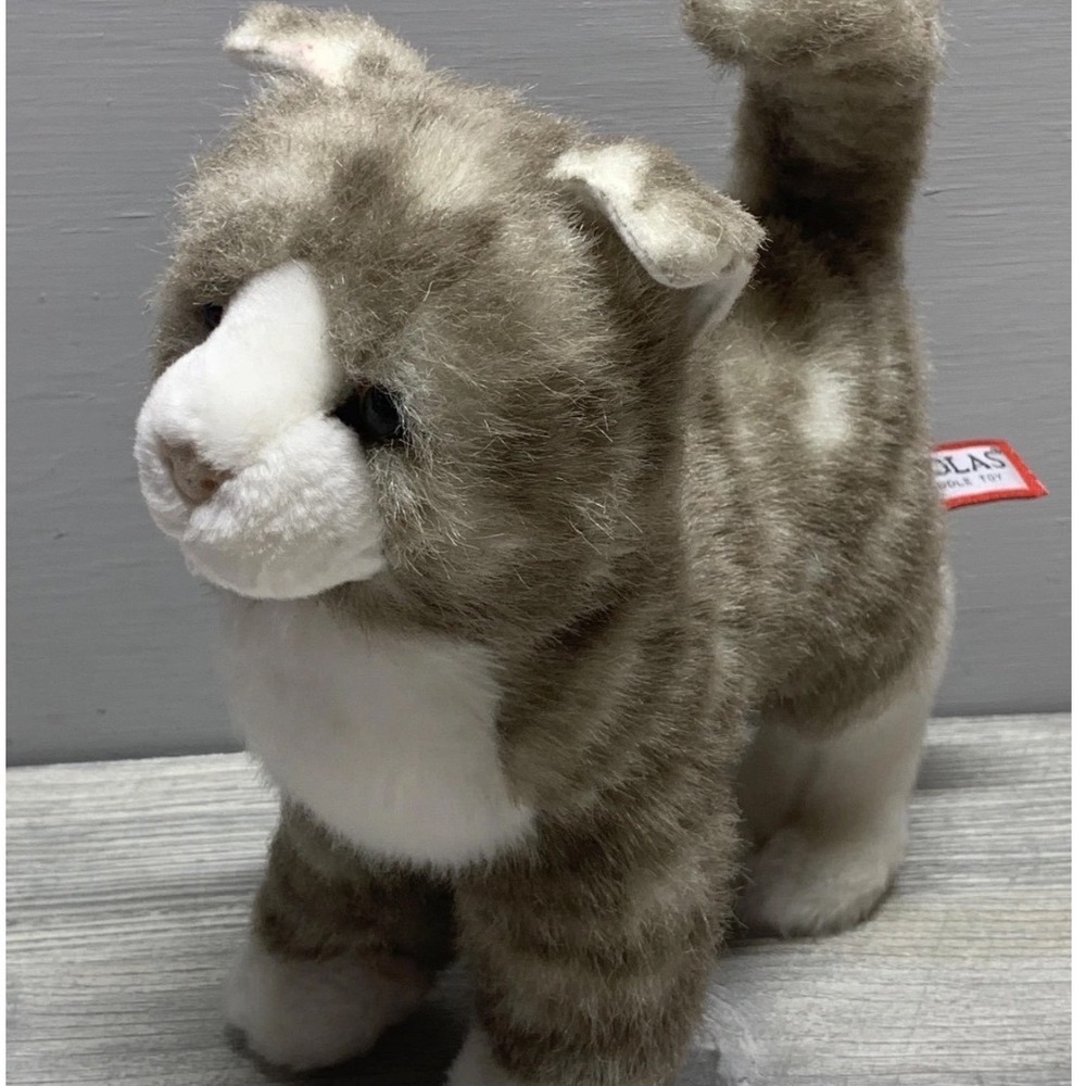 Douglas Zipper Grey Tabby Cat Standing Plush Stuffed Animal Cuddle Toy